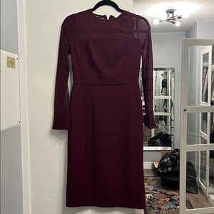 Maggy London Women Illusion Dress Size 0 Party Holiday Cocktail In Burgundy
